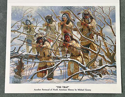 Michael Gentry Art Card THE TRAP Native American Sioux Warriors Bow Arrow Winter • $9.99