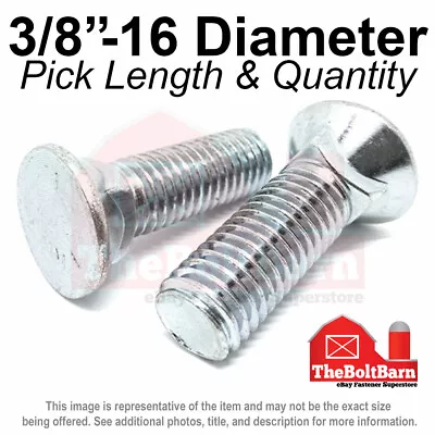 3/8 -16 #3 Flat Round Head Grade 5 Plow Bolts Zinc COARSE (Pick Length & Qty) • $9.67