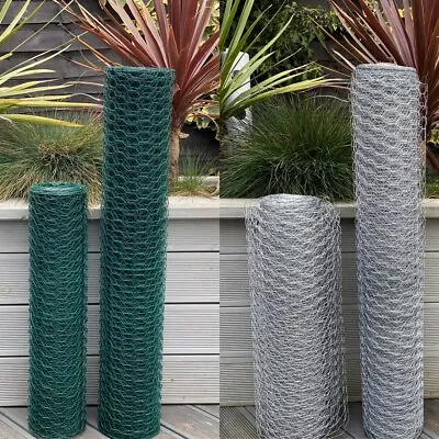  PVC Coated Or Galvanised Chicken Wire Mesh Netting Rabbit Cage Aviary Net Fence • £2.89