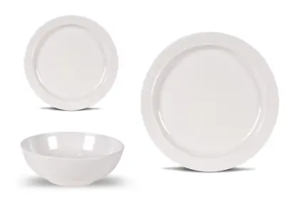 Kampa Melamine Classic White NonSlip Plates/Bowls Set Of 2 OR Individual   • £4.25