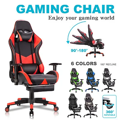 $149.90 • Buy Gaming Chair PU Leather Office Chair Ergonomic Recliner Chair W/Footrest