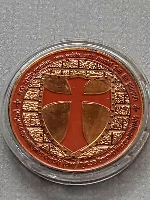 Crusader Coin - Knights Templar Cross Shield - Orange In Plastic Case As New • $12