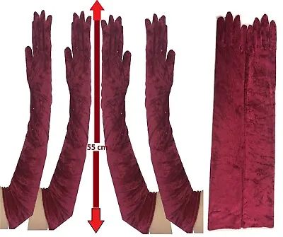 £2.99 • Buy Long Velvet Elbow Length Maroon Gloves 1920s Flapper Ladies Fancy Dress Bulk Lot