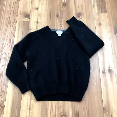 $36 • Buy Vintage Dorce Black Pure Cashmere V-Neck Long Sleeve Sweater Women Shrunk Size L