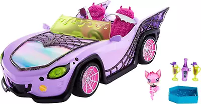 Monster High Toy Car Ghoul Mobile With Pet And Cooler Accessories Purple Conve • $46.13