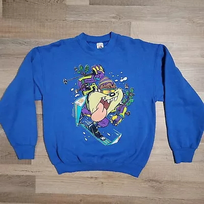 Vintage Looney Tunes Taz Ski Sweater Mens Large 90s Back/Front Fruit Of The Loom • $27.99