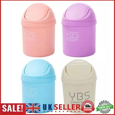 Home Office Waste Bin Small Trash Can Mini Desktop Garbage Basket Roll With Lid  • £5.29