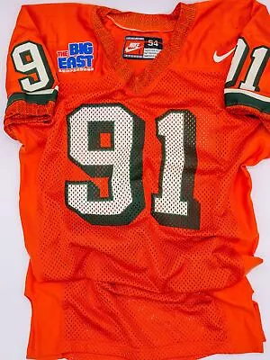 Game Worn 1996 #91 Joe Fantigrassi Miami Hurricanes Orange Home Jersey Nike Siz • $549