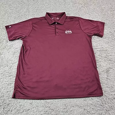 Mississippi State Bulldogs Shirt Mens XL Maroon Polo Antigua Short Sleeve NCAA • $14.94