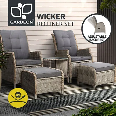 $698.08 • Buy Gardeon Recliner Chairs Sun Lounge Outdoor Setting Patio Furniture Garden Wicker