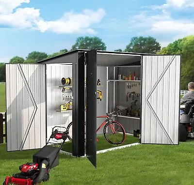 3'x7'/ 4'x8'Ft Storage Shed Horizontal Bike Sheds Metal Outdoor Storage Cabinet • $219.98