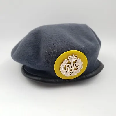 RAF Cap Badge & Yellow Apprentice Disk On RAF Beret Grey 58 7 1/4 Firmin.  • £12