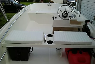 BOSTON WHALER BOAT CUSHION SET OF 2 VINYL BENCH SEATS W/SS HARDWARE 22 X14 X2   • $199.65