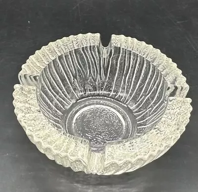 Vintage Crystal Frosted Glass Cigarette Ashtray 2.5” Round Bowl Style Ornate • $19.99