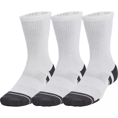 Under Armour Unisex Performance Tech (3 Pack) Crew Socks Gym - White • £11.99