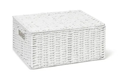 £11.89 • Buy Storage Basket White Large Paper Rope Box With Lid By Arpan
