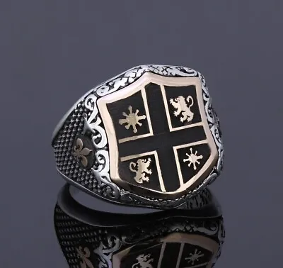 Cool Mens Family Crest Ring Customized Wax Seal Solid Silver Anniversary Jewelry • £153.47