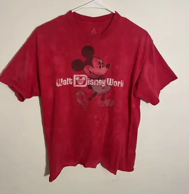 Vintage Mickey Mouse Red T Shirt Size XL Walt Disney World Style Vintage Bleach • $14.99