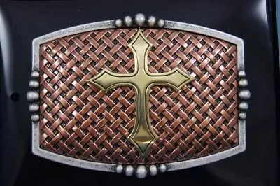 Nocona Copper Basket Weave With Gold Cross Belt Buckle 37115 • $28