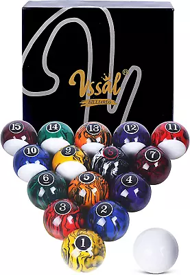 Billiard Balls Set Pool Table Balls Marble-Swirl Style 16 Ball Set • $60.79