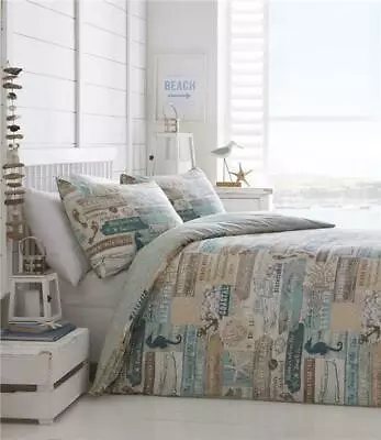 £20.99 • Buy Duvet Set Seaside Beach Hut Sea Shore Line Coast Ocean Nautical Theme Bedding