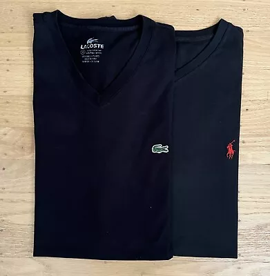 Lacoste Polo Ralph Lauren V Neck T Shirt Lot Of 2 Size 4 Small Black • $14.99