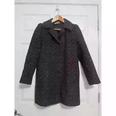 Miss New Yorker VINTAGE Wool Coat Black MEDIUM GUC  Overcoat *see Description • $35