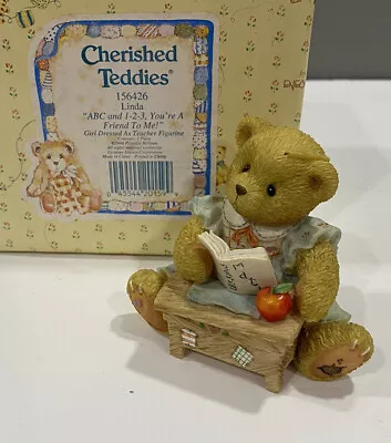 Cherished Teddies 156426 LINDA  ABC And 123 You're A Friend To Me  Teacher Fig • $9.90