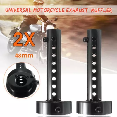 2x 48mm BLACK Universal Motorcycle Exhaust Can DB Killer Silencer Muffler Baffle • $15.65