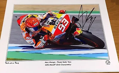 Marc Marquez Signed 2021Repsol Honda Moto GP Art Print - 'Back With A Bang' • $155.53