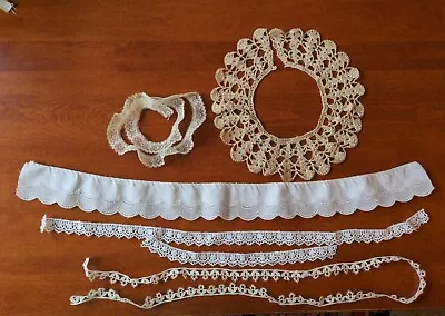 Lot Of 10  To 36  Edging/Trim LACE Scraps 0.5  To 2.5  Wide White Ecru Vintage • $4.99