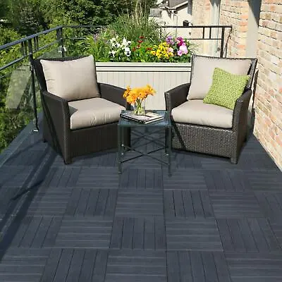 Black Pack Of 4 Tiles For Outdoor Deck Garden Flooring Tiles Board Decking  • £12.99