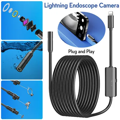 8LED Waterproof Borescope Endoscope Snake Inspection Camera For IOS IPhone IPad • $23.99