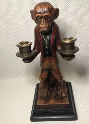 Solid Vintage Monkey Butler Candelabra Decorative & Functional Candle Holder • $175