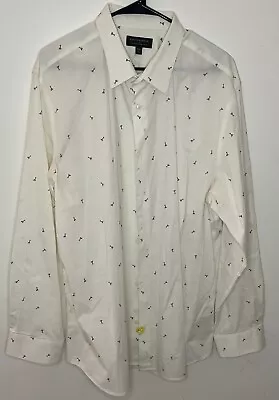 Banana Republic Mens 2xl Stretch Tailored Slim Fit White With Martini Glasses • $17