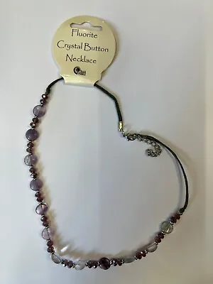 £7.49 • Buy Crystal Button Necklace Fluorite 18 