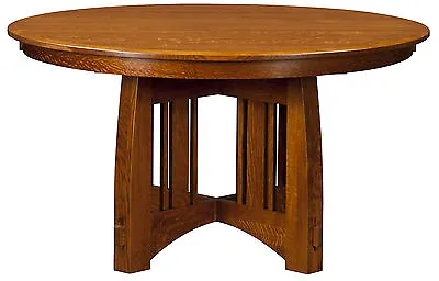 Amish Mission Craftsman Round Pedestal Dining Table Solid Wood 48 54  60  • $2499