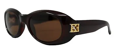 VTG ESCADA Brown Oval Sunglasses With GOLD Logo C. 90's • $200