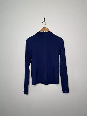 Uniqlo Women's Dark Blue Zip Up Quick Dry Activewear Hooded Light Jacket Size S • $19