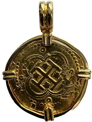 Spain Seville 4 Escudos Treasure Gold Cob Doubloon Coin In 18kt Gold Pendant • $6300