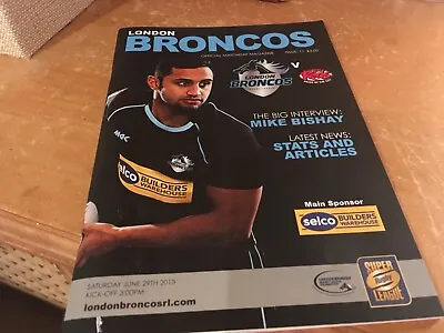 RUGBY LEAGUE LONDON BRONCOS V SALFORD REDS PROGRAMME TICKET 2013 • £4