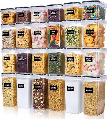 Set Of 24 Air Tight Storage Containers Cereal Food Dry Kitchen Patry Dispenser • £26.89