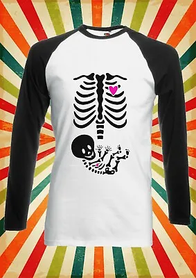 Baby On Board Skeleton Heart  Men Women Long Short Sleeve Baseball T Shirt 2298 • £9.95