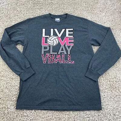 Gildan Womens Medium Long Sleeve Shirt  Live Love Play Vball  Volleyball Leopard • $9.99