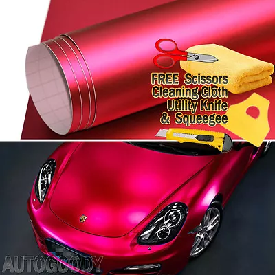 Premium Satin Matte Chrome Metallic Vinyl Film Car Wrap Sticker Air Bubble Free • $274.44