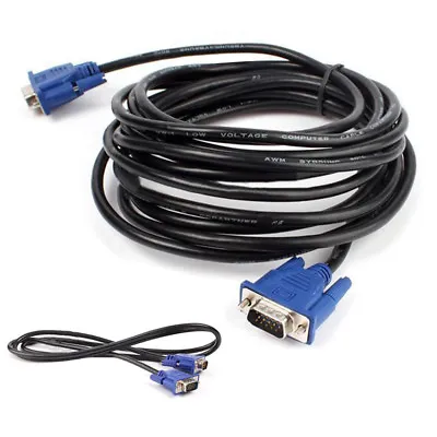 VGA Cable 15 Pin SVGA Male D-Sub VGA Lead PC LCD TFT Monitor 1M 2M 3M 5M 10M 15M • £3.34