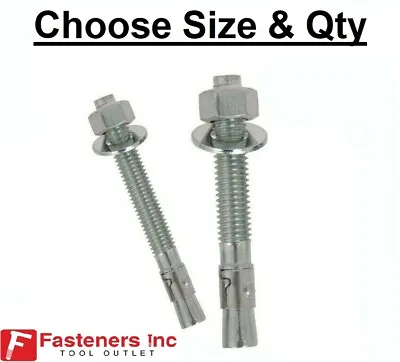 Concrete Wedge Anchor Zinc Plated Expansion Anchors Includes Nuts & Washers • $25.98