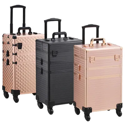 Rolling Cosmetic Cases Makeup Trolley Case On Wheels Beauty Storage Organiser • £65.95