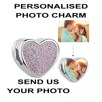 Photo Charm Heart Shape Valentines Mothers Anniversary Day Gift For Bracelets • £10.95