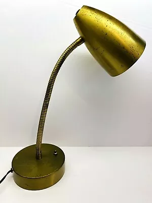 Vintage Gold Tone Metal Flexible Gooseneck Table/Desk Lamp 19  • $65